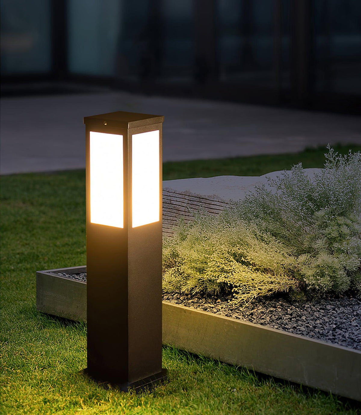 Black Solar Bollard Light – Column Path Light for Driveway