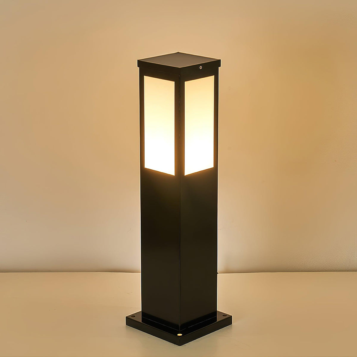 Black Solar Bollard Light – Column Path Light for Driveway