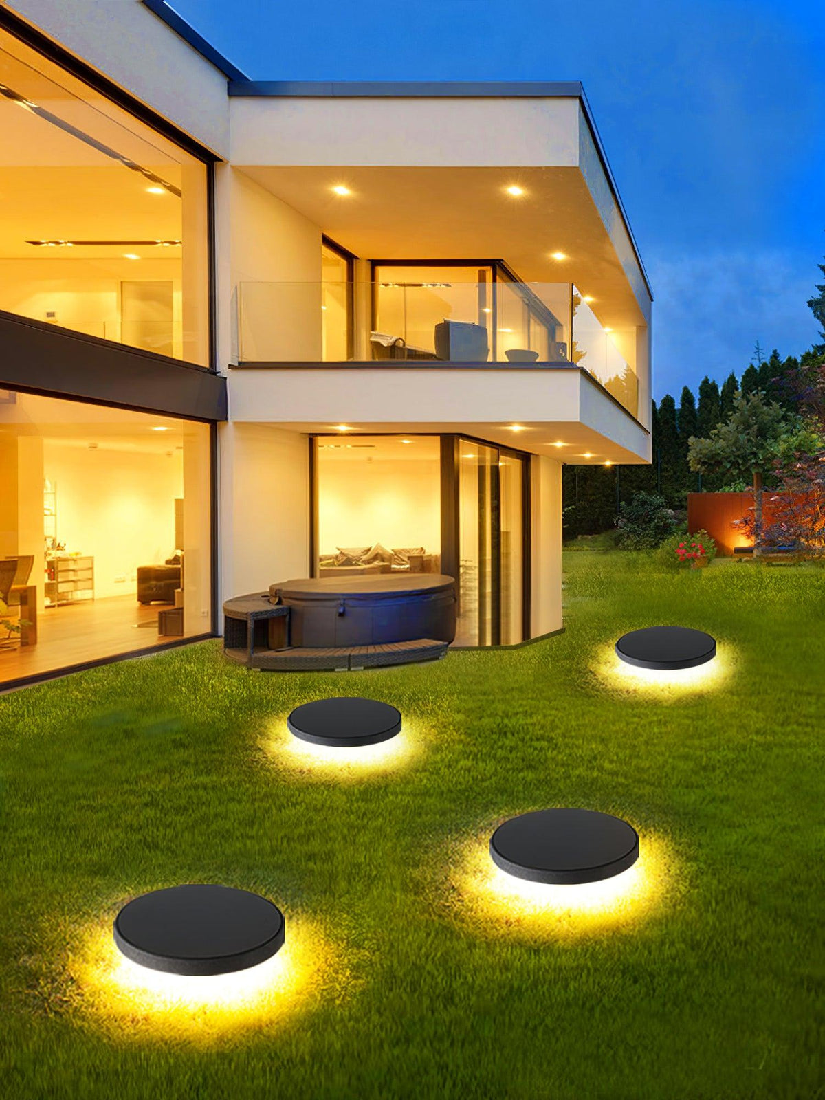 Black Solar Disc Light – Lawn Spike Light for Garden