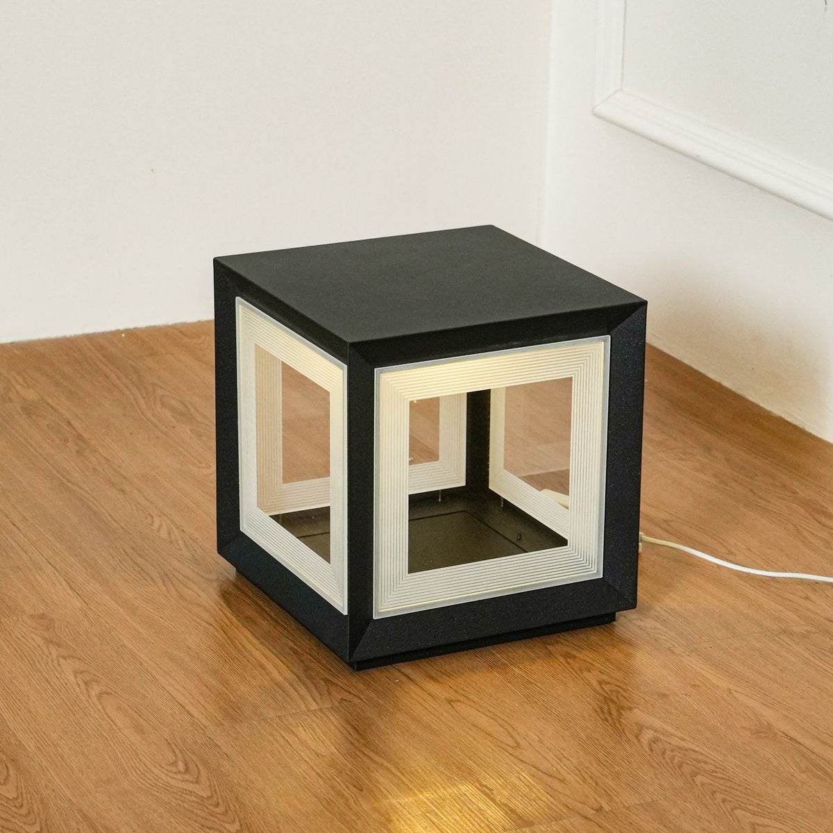 Modern Black Cube Post Light – Solar Pillar Light for Yard