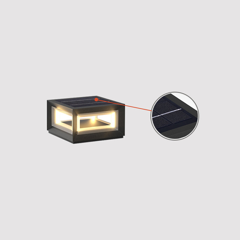 Modern Black Cube Post Light – Solar Pillar Light for Yard