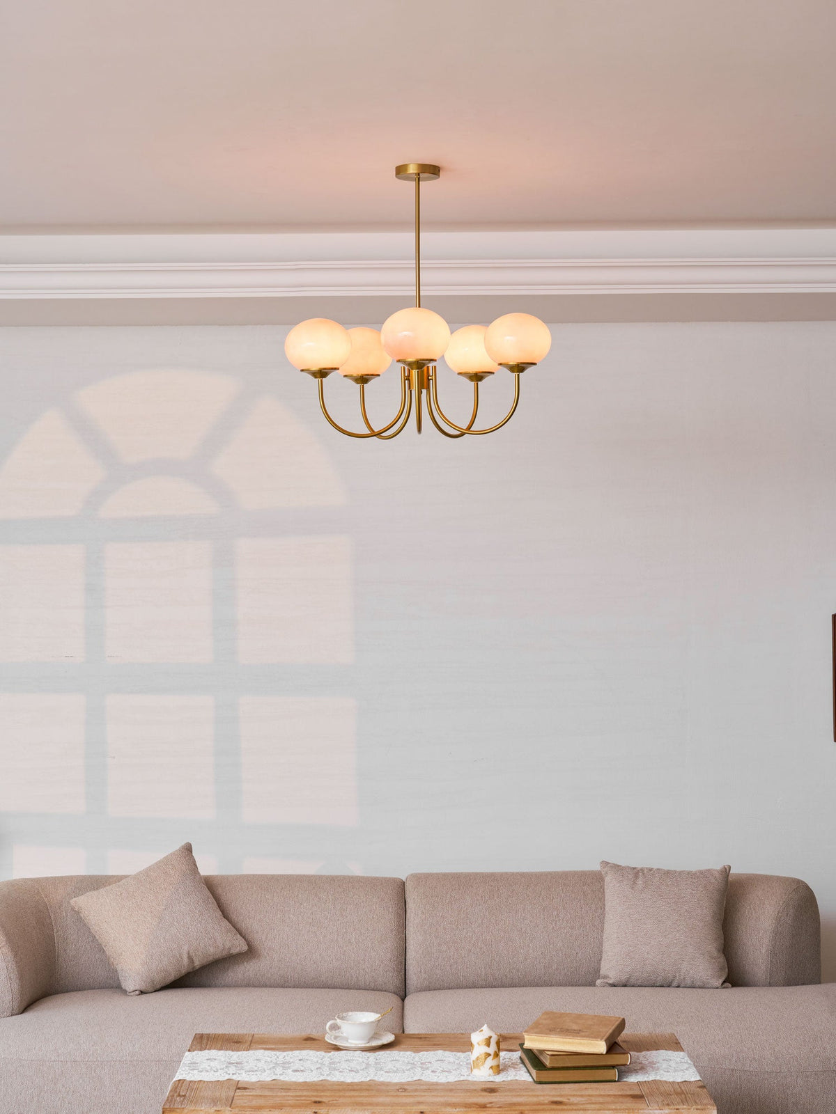 Mid-Century Copper Glass Chandelier – 3 or 5 Globe