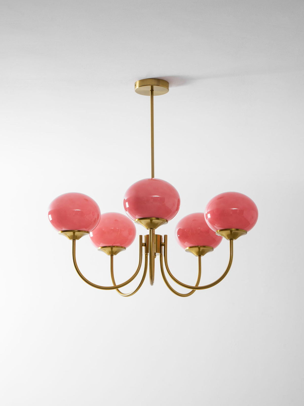Mid-Century Copper Glass Chandelier – 3 or 5 Globe