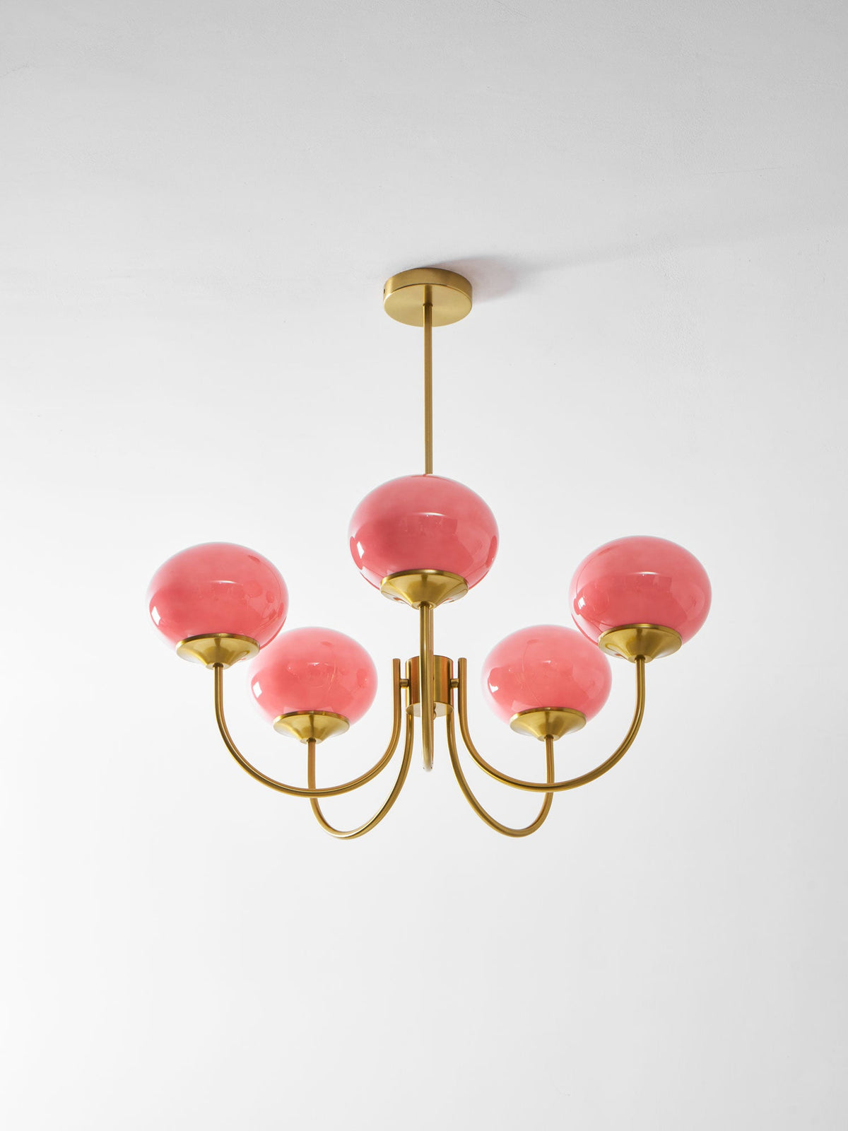 Mid-Century Copper Glass Chandelier – 3 or 5 Globe