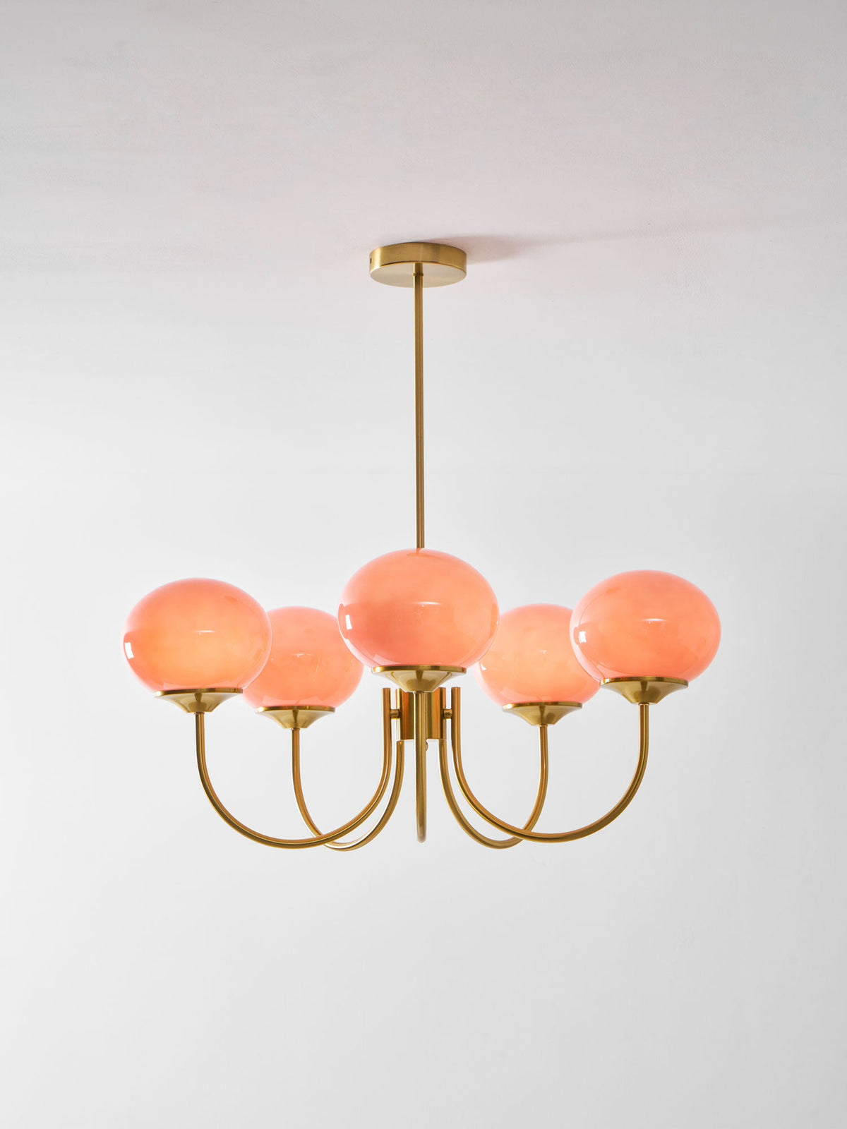 Mid-Century Copper Glass Chandelier – 3 or 5 Globe