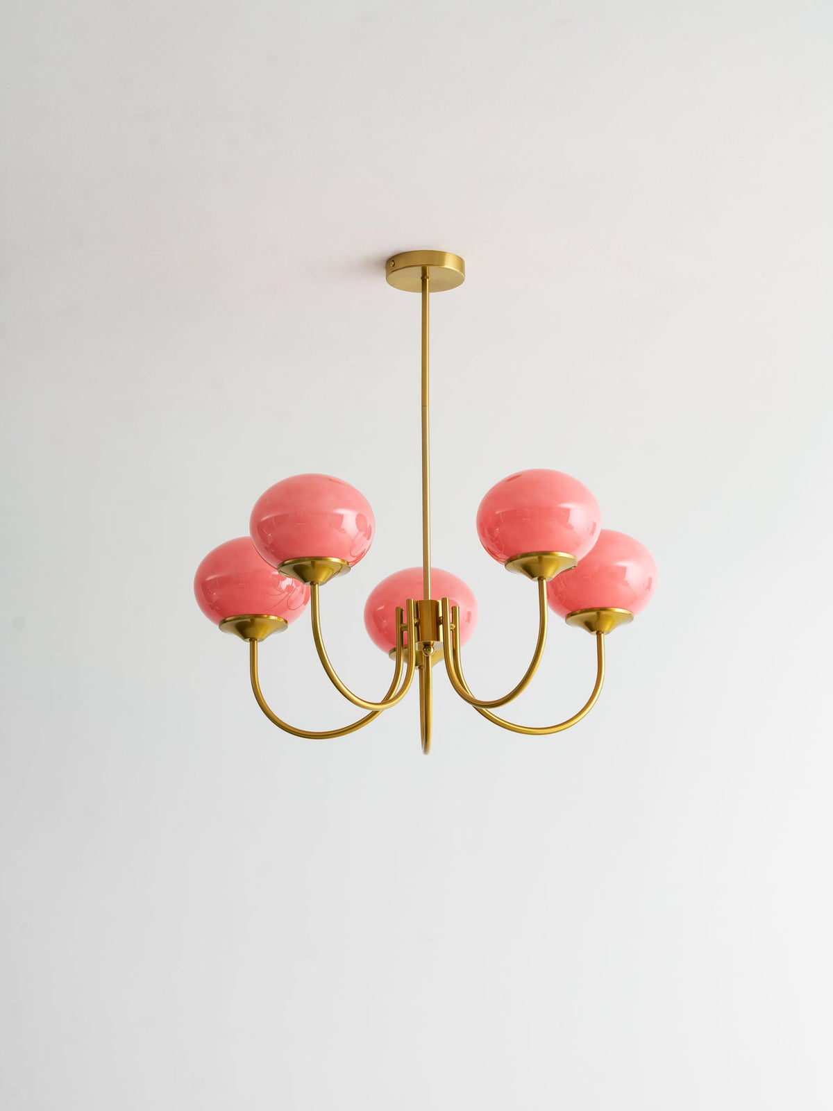 Mid-Century Copper Glass Chandelier – 3 or 5 Globe