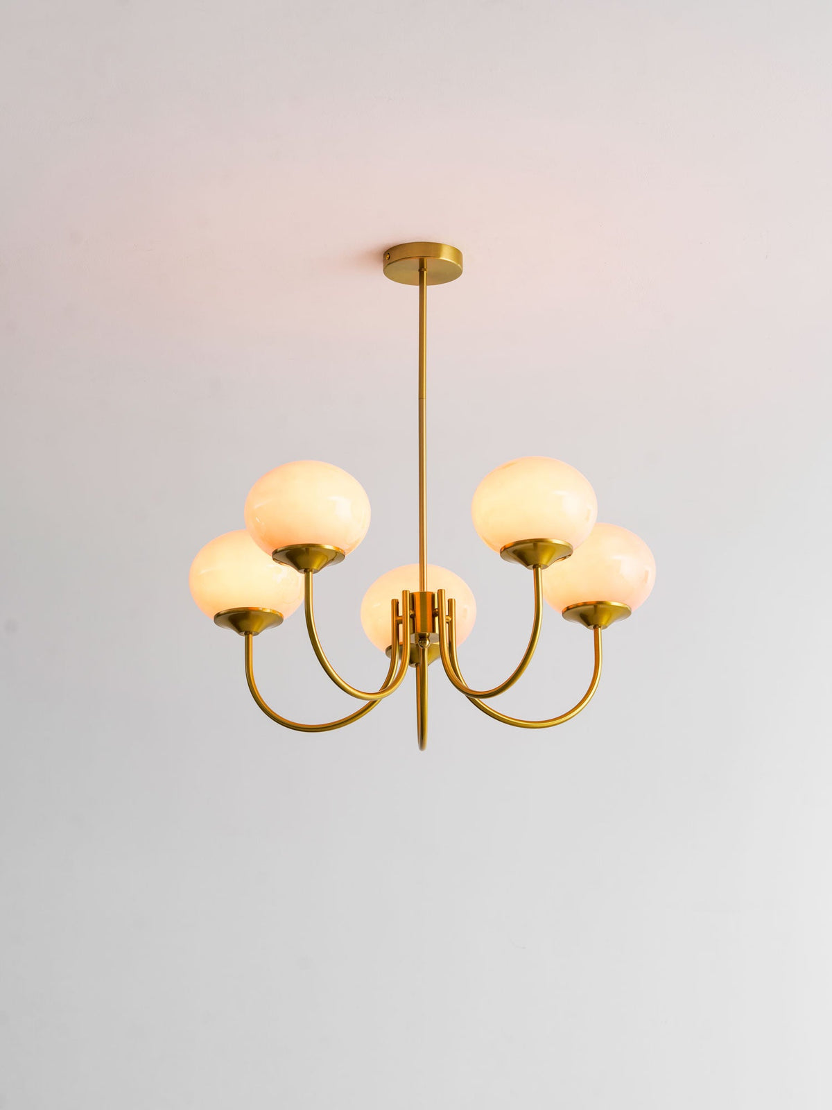 Mid-Century Copper Glass Chandelier – 3 or 5 Globe