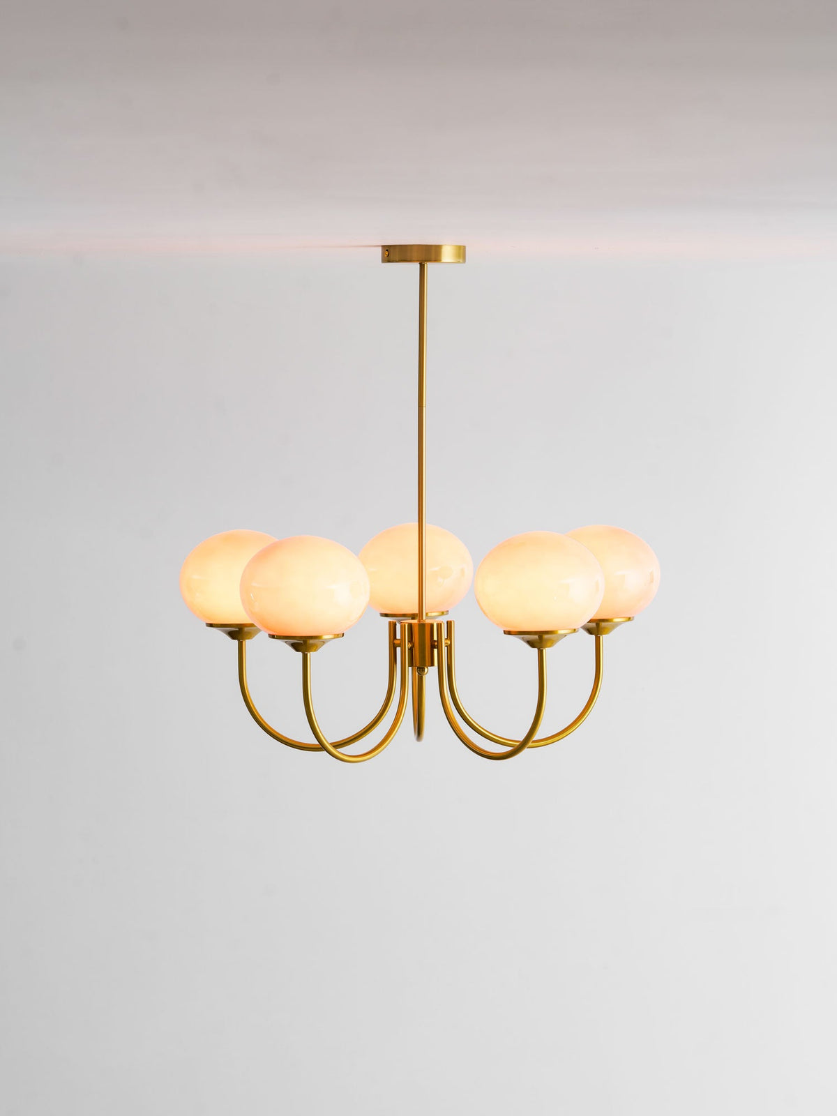 Mid-Century Copper Glass Chandelier – 3 or 5 Globe