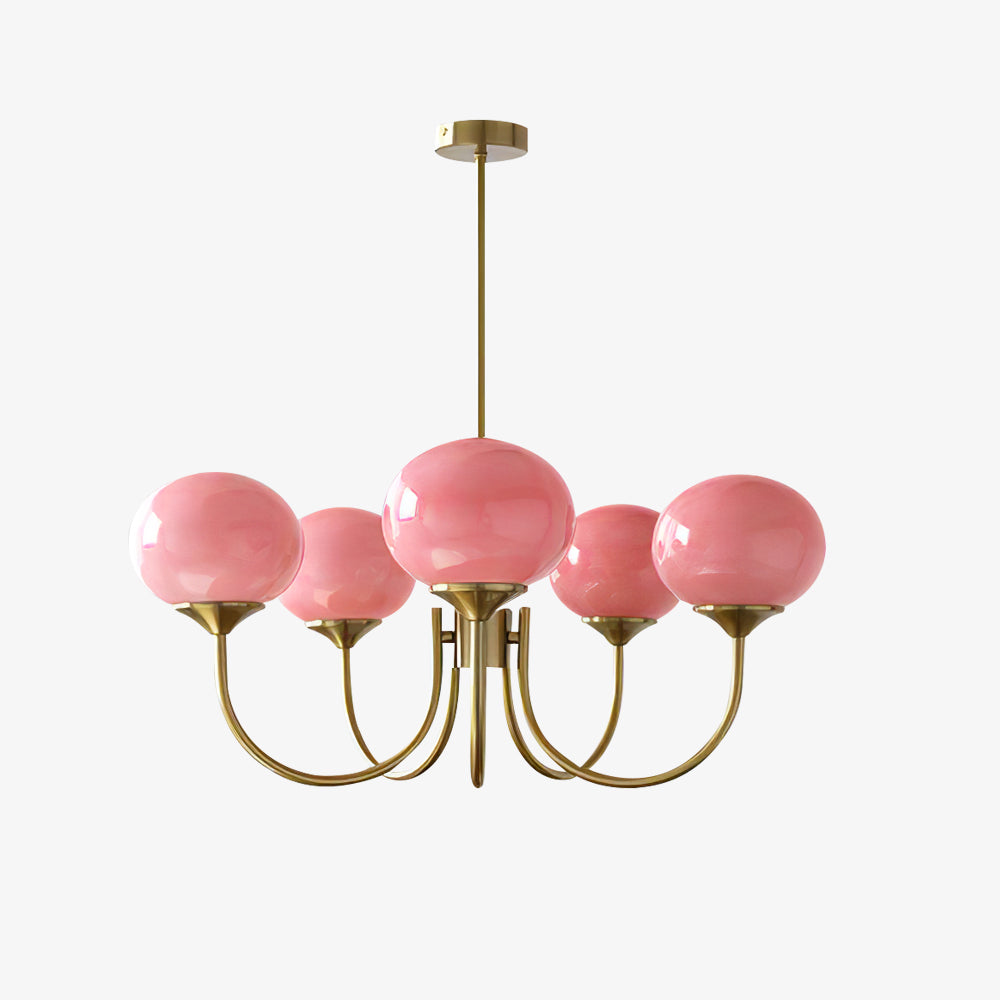 Mid-Century Copper Glass Chandelier – 3 or 5 Globe