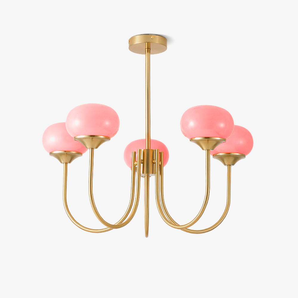 Mid-Century Copper Glass Chandelier – 3 or 5 Globe