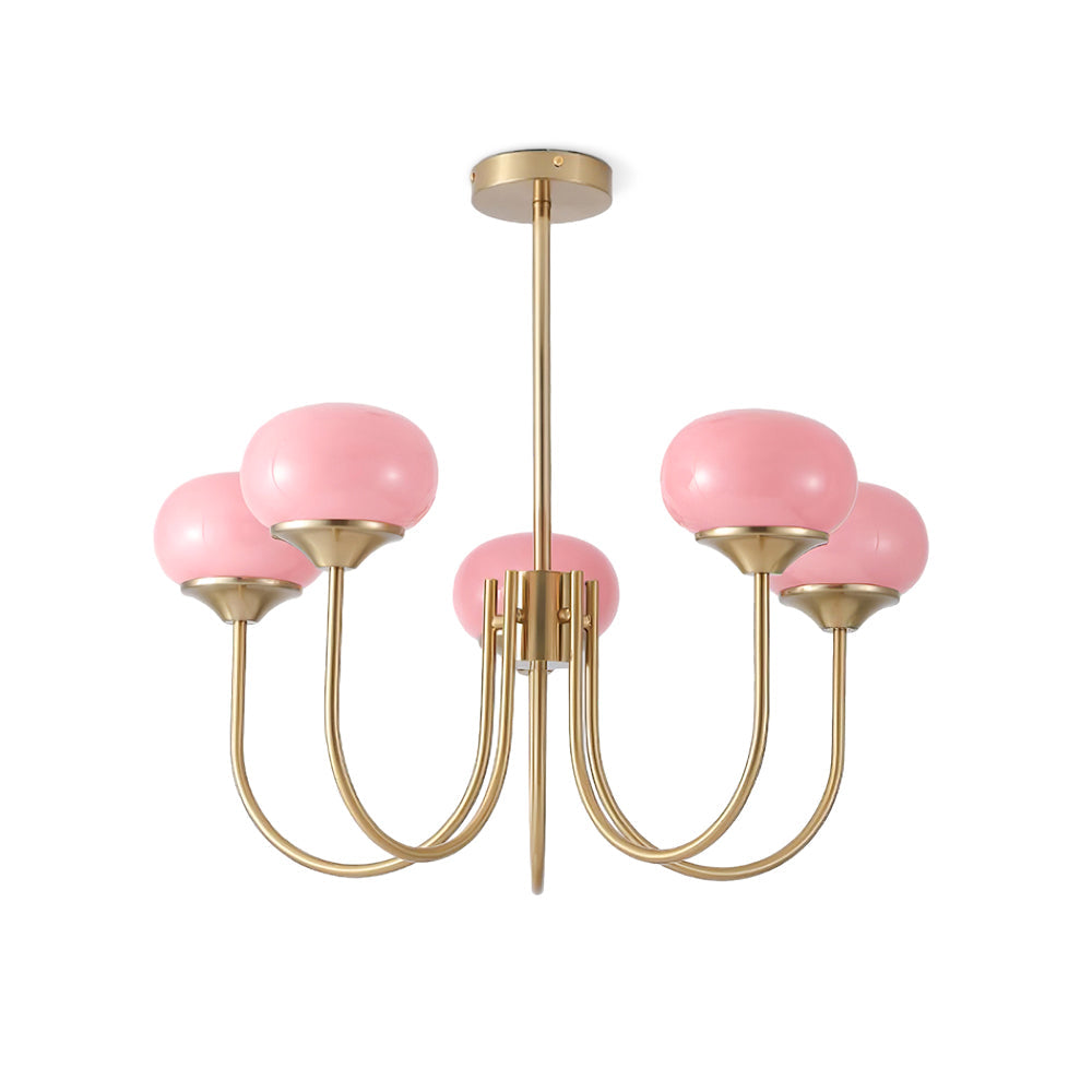Mid-Century Copper Glass Chandelier – 3 or 5 Globe