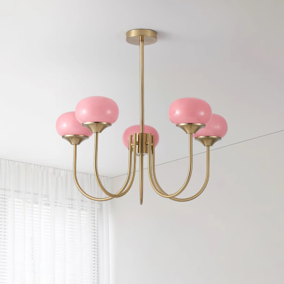 Mid-Century Copper Glass Chandelier – 3 or 5 Globe