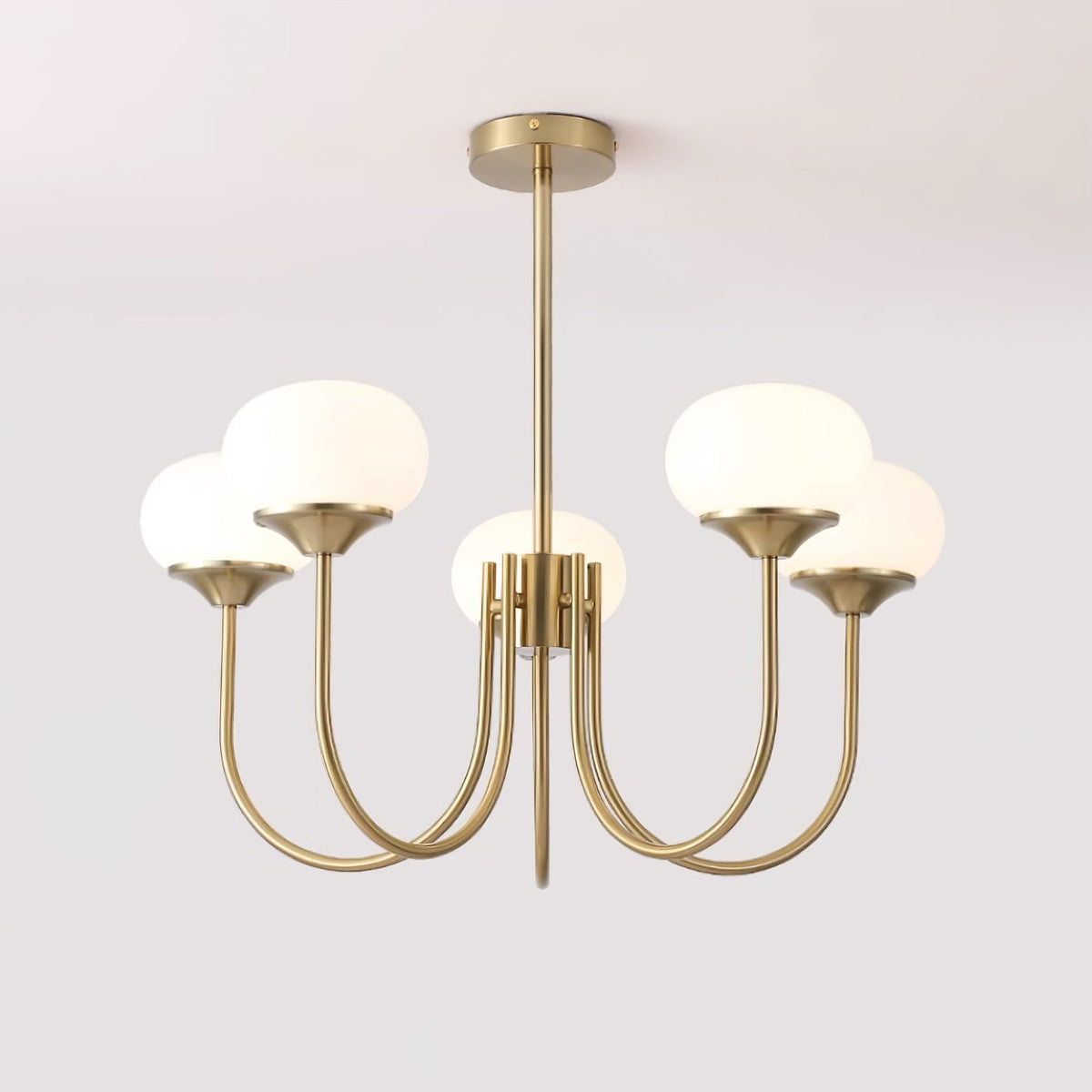 Mid-Century Copper Glass Chandelier – 3 or 5 Globe