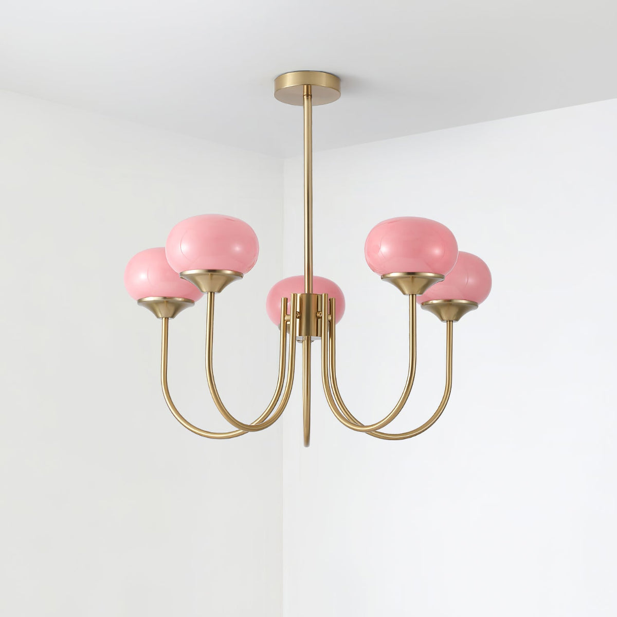 Mid-Century Copper Glass Chandelier – 3 or 5 Globe