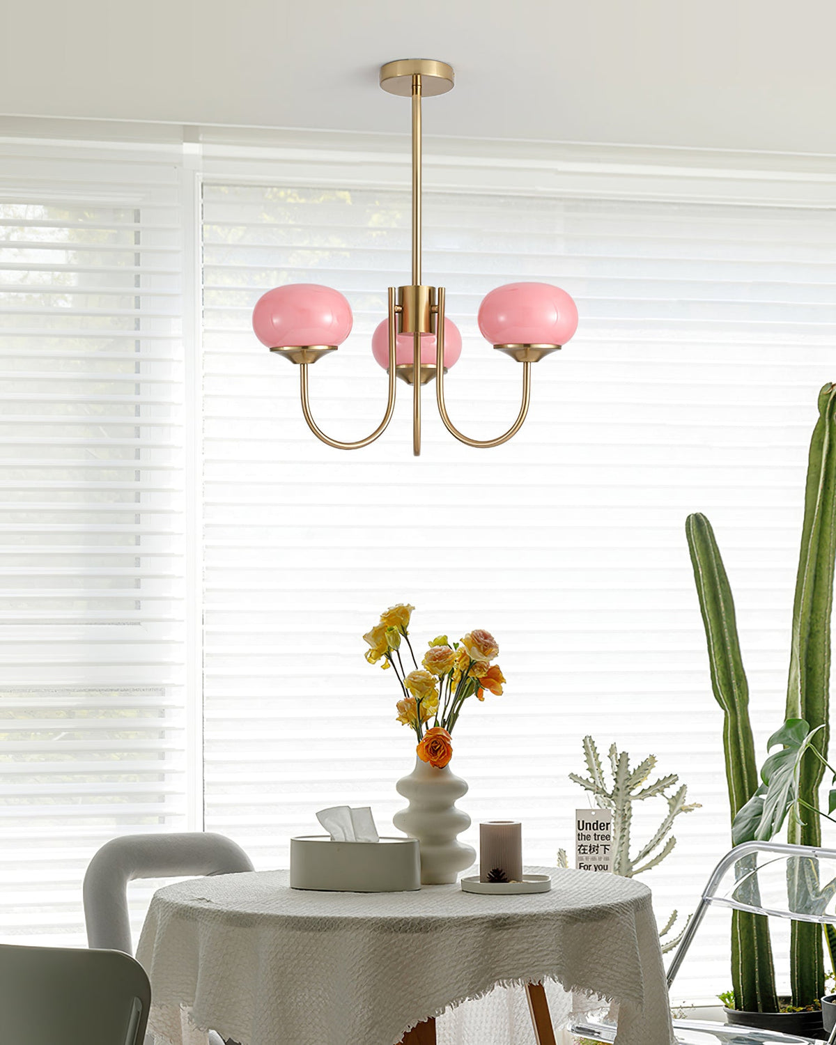Mid-Century Copper Glass Chandelier – 3 or 5 Globe