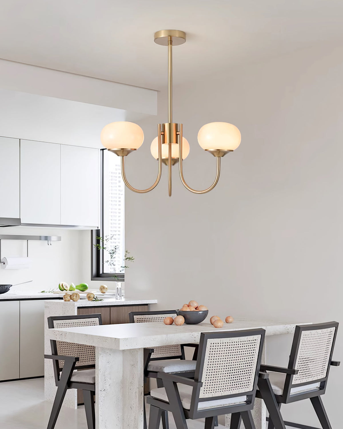 Mid-Century Copper Glass Chandelier – 3 or 5 Globe