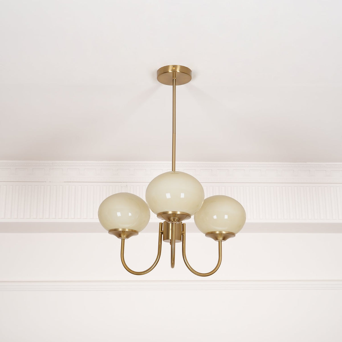 Mid-Century Copper Glass Chandelier – 3 or 5 Globe