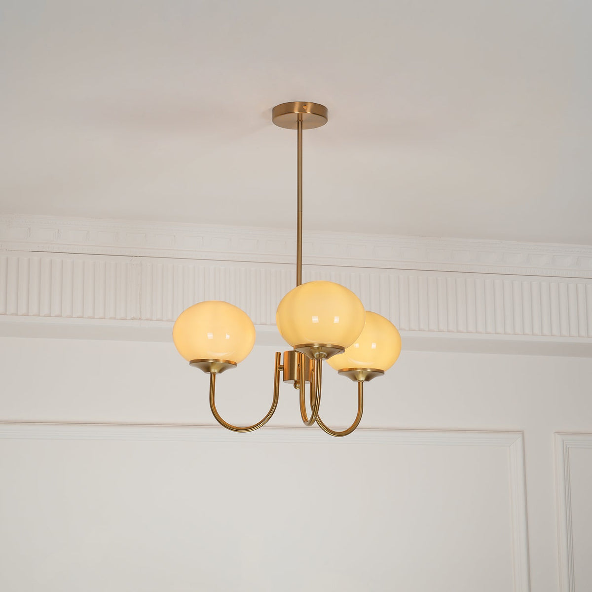 Mid-Century Copper Glass Chandelier – 3 or 5 Globe