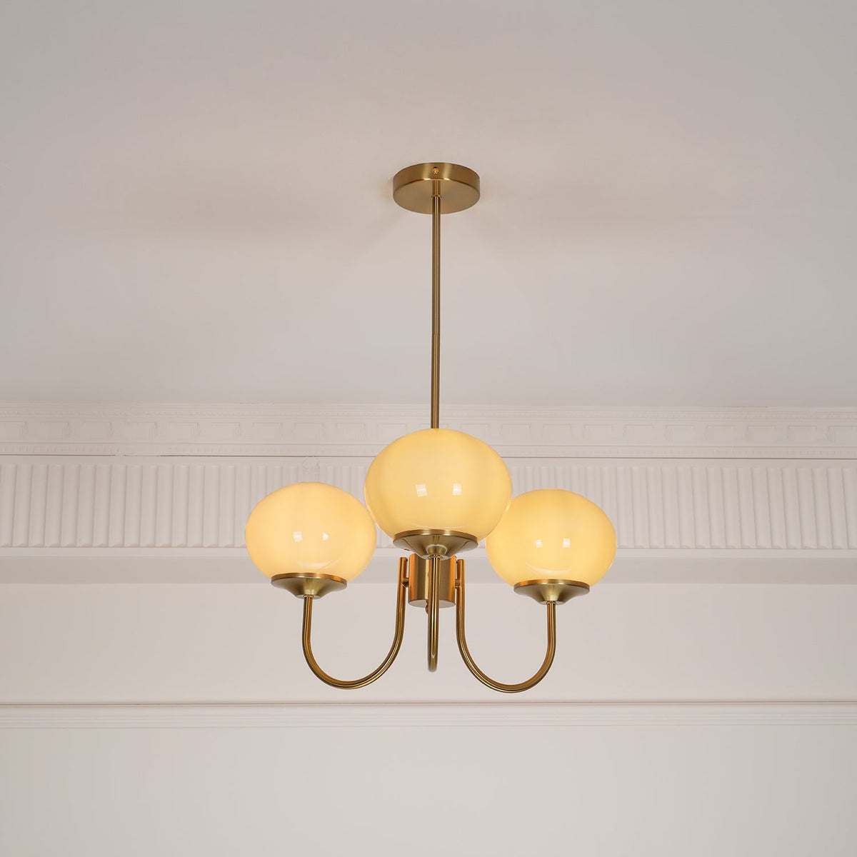 Mid-Century Copper Glass Chandelier – 3 or 5 Globe