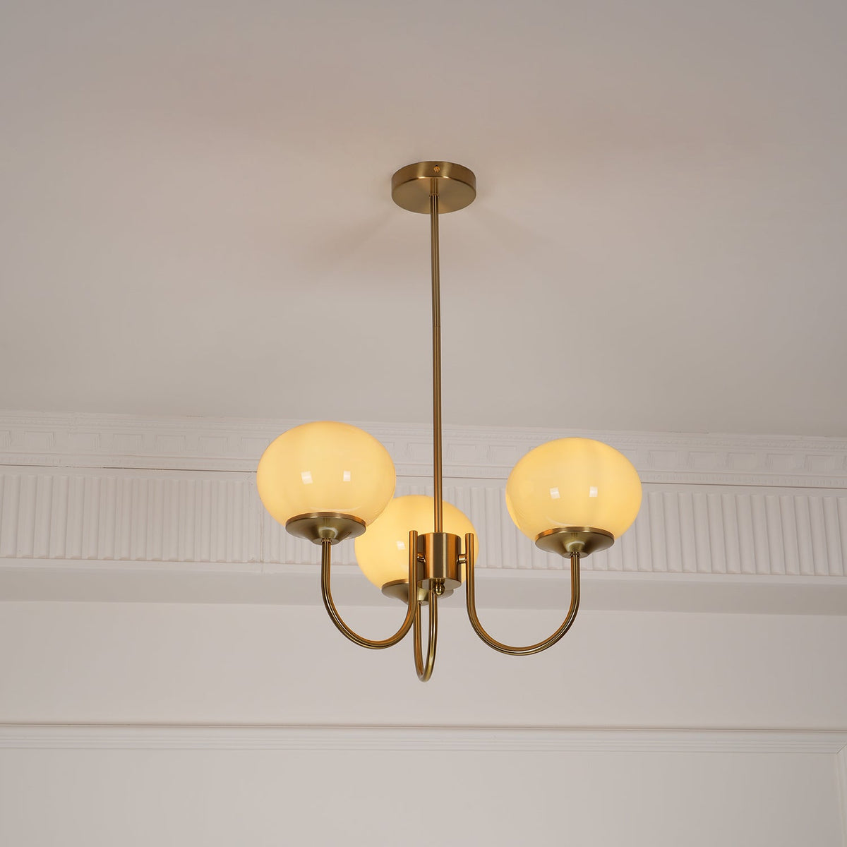 Mid-Century Copper Glass Chandelier – 3 or 5 Globe