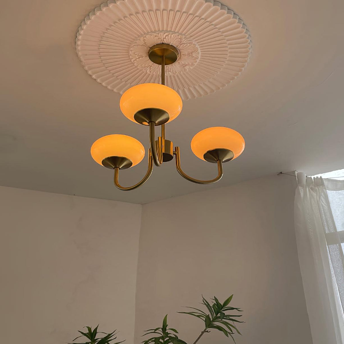 Mid-Century Copper Glass Chandelier – 3 or 5 Globe