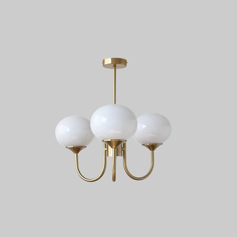 Mid-Century Copper Glass Chandelier – 3 or 5 Globe