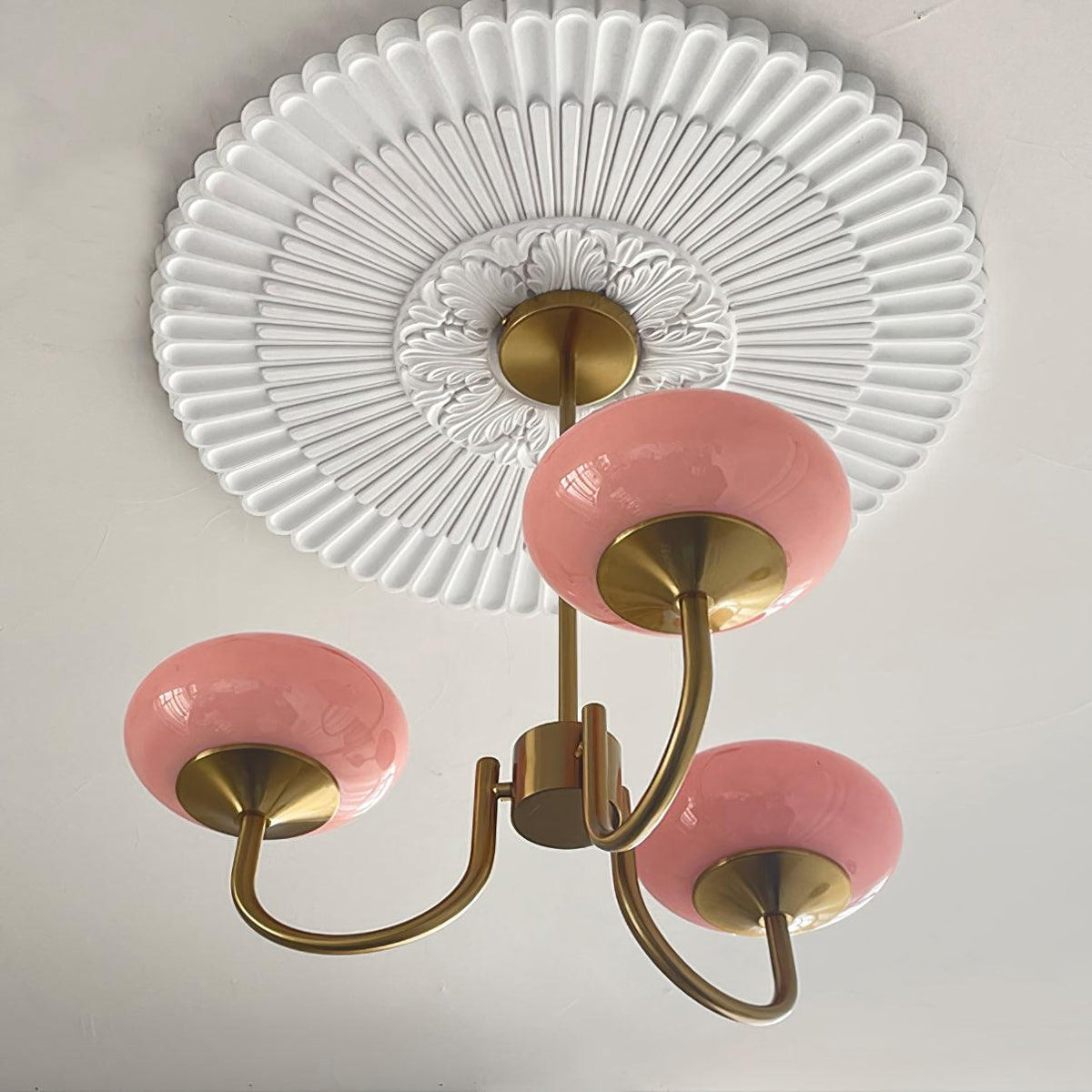 Mid-Century Copper Glass Chandelier – 3 or 5 Globe