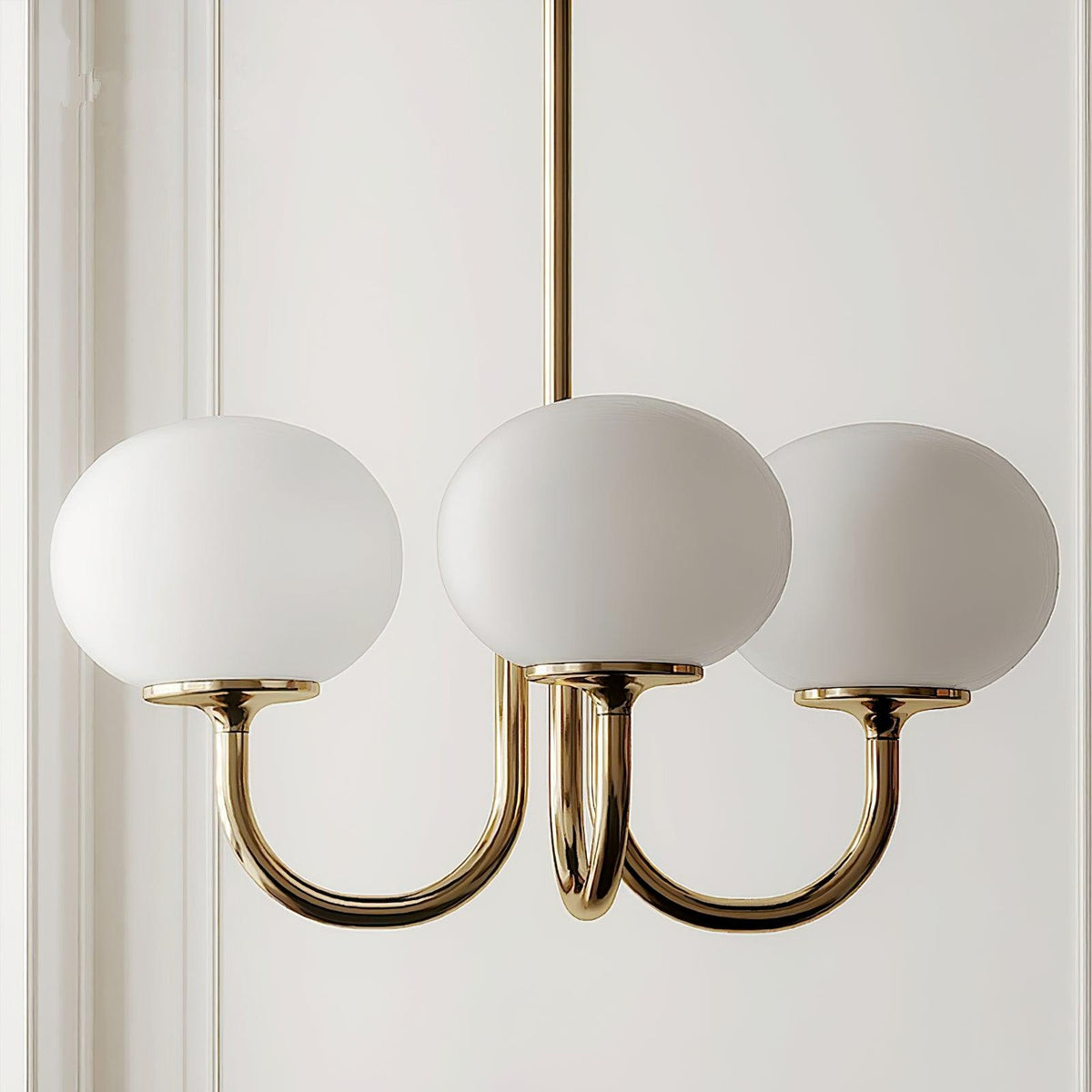 Mid-Century Copper Glass Chandelier – 3 or 5 Globe