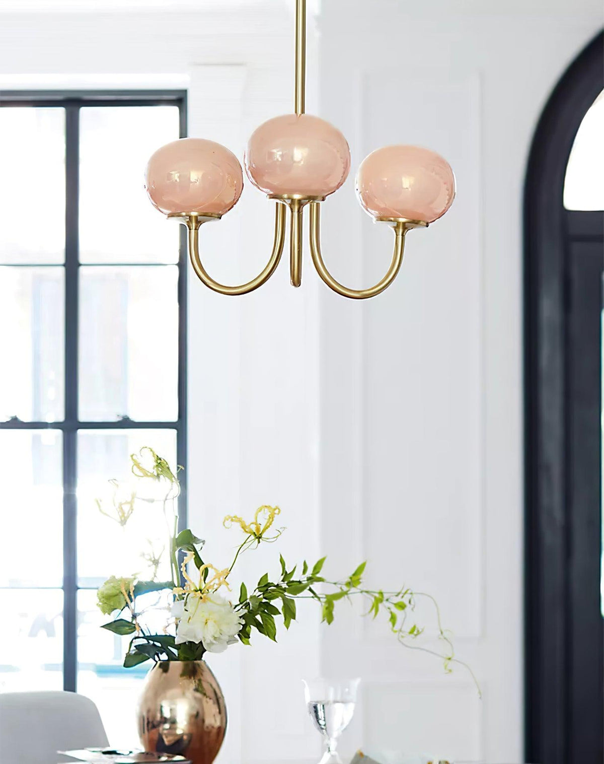 Mid-Century Copper Glass Chandelier – 3 or 5 Globe