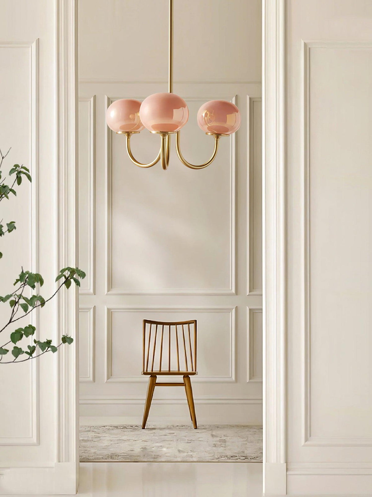 Mid-Century Copper Glass Chandelier – 3 or 5 Globe