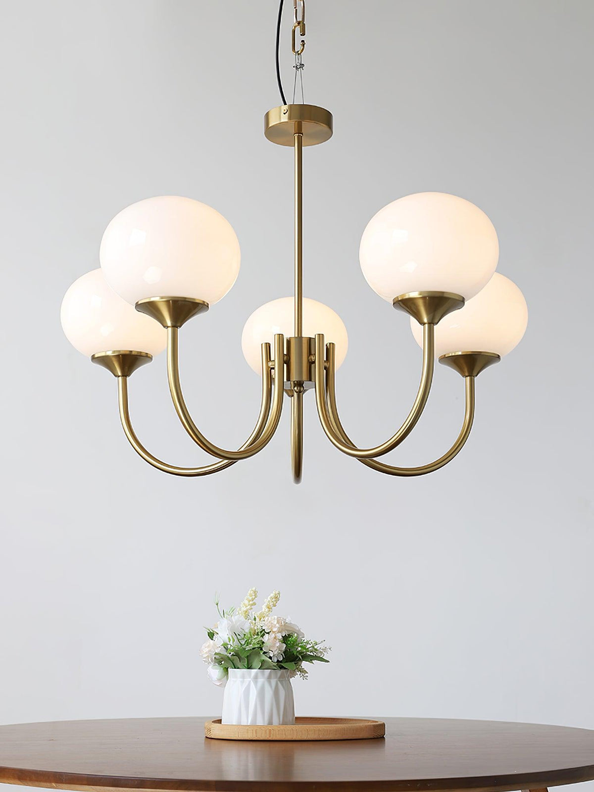 Mid-Century Copper Glass Chandelier – 3 or 5 Globe