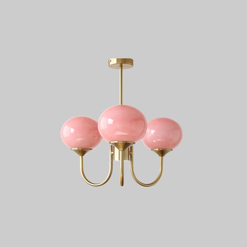Mid-Century Copper Glass Chandelier – 3 or 5 Globe