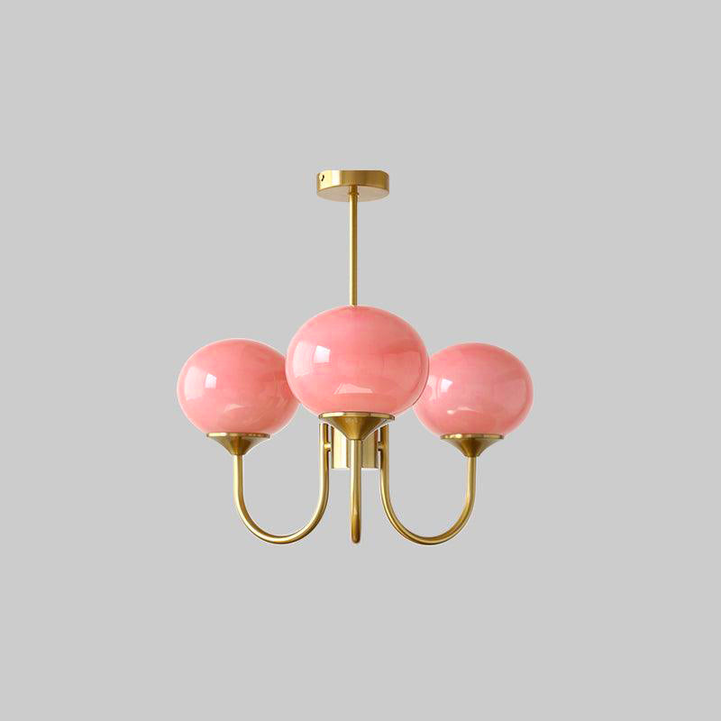 Mid-Century Copper Glass Chandelier – 3 or 5 Globe