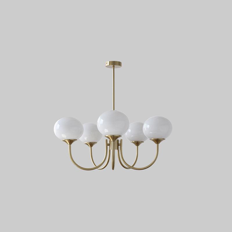 Mid-Century Copper Glass Chandelier – 3 or 5 Globe