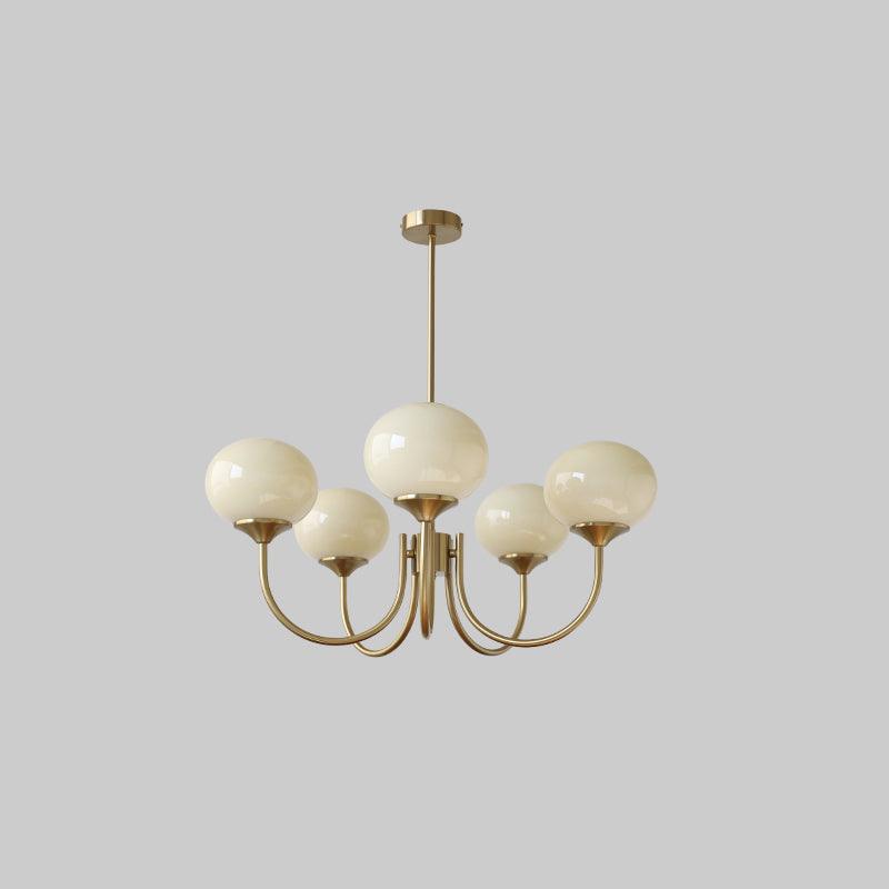 Mid-Century Copper Glass Chandelier – 3 or 5 Globe