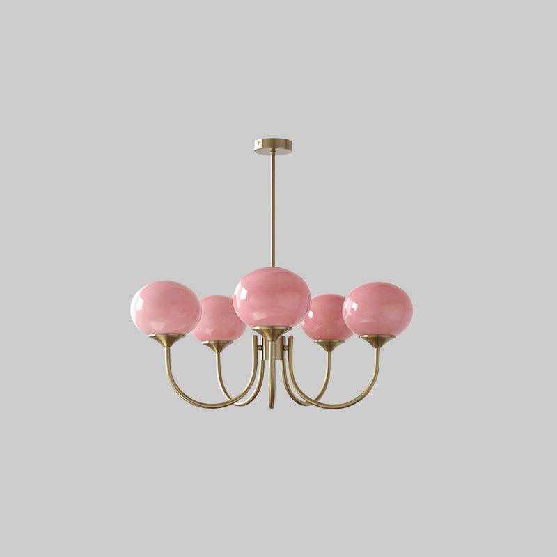 Mid-Century Copper Glass Chandelier – 3 or 5 Globe