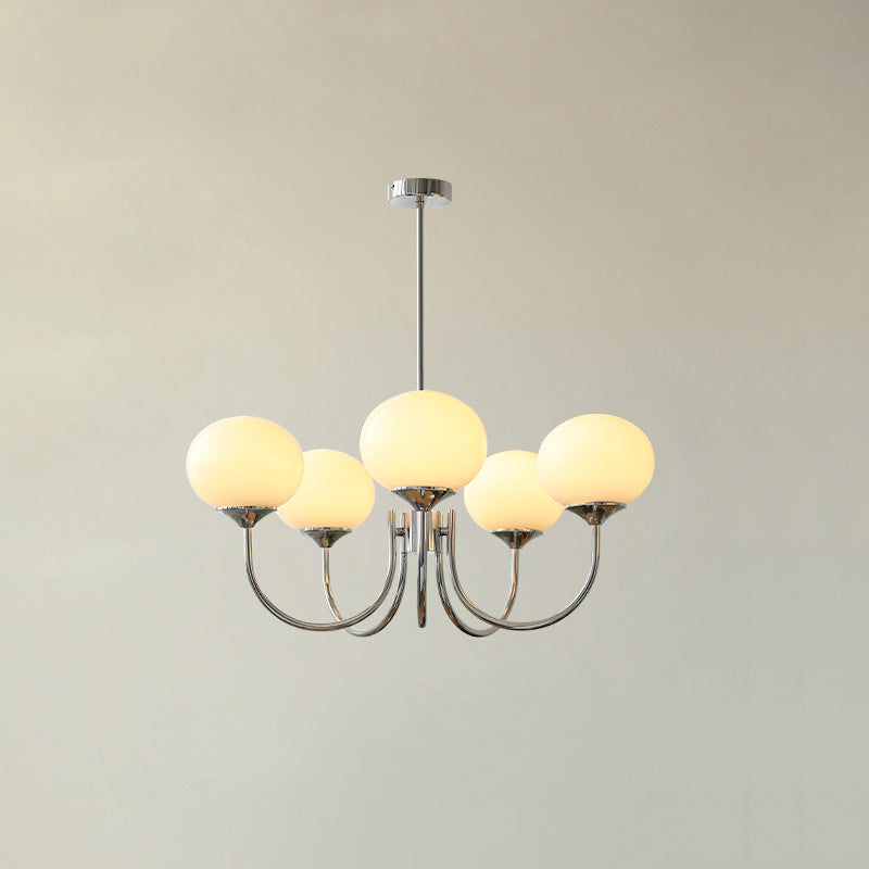 Mid-Century Copper Glass Chandelier – 3 or 5 Globe