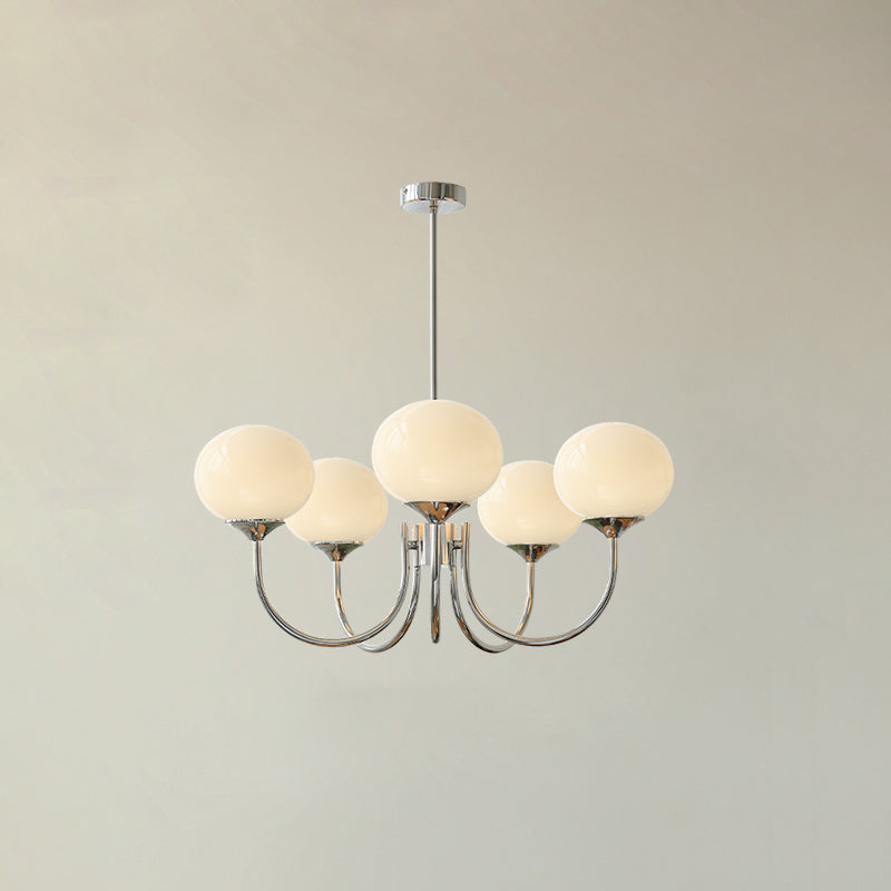 Mid-Century Copper Glass Chandelier – 3 or 5 Globe