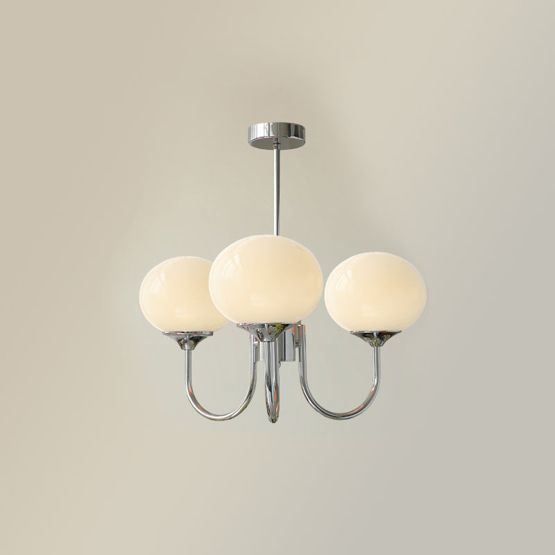 Mid-Century Copper Glass Chandelier – 3 or 5 Globe