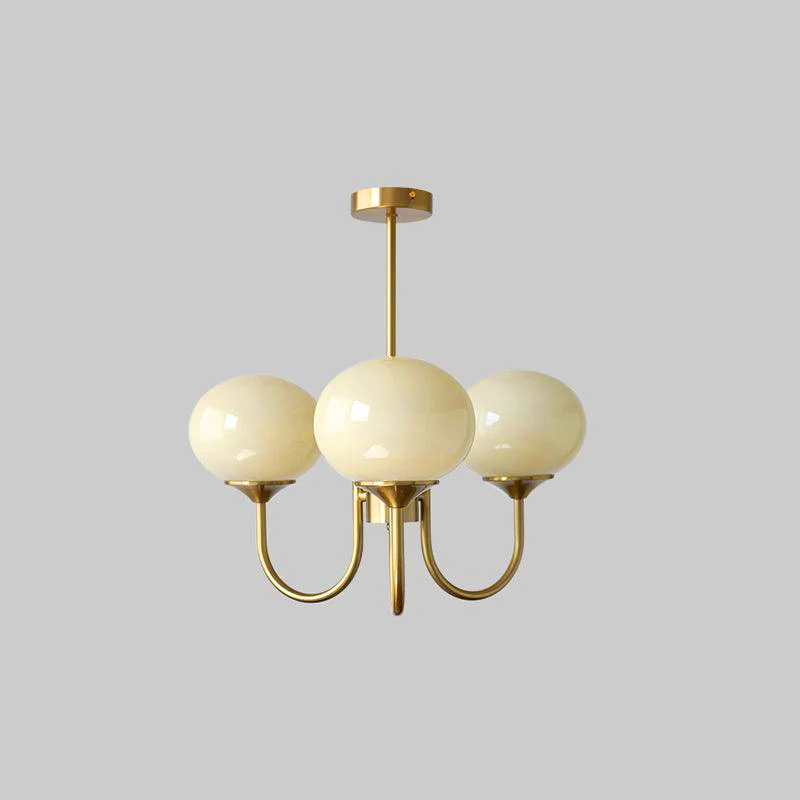 Mid-Century Copper Glass Chandelier – 3 or 5 Globe