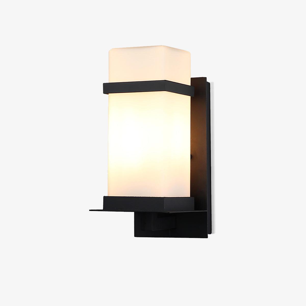 Modern Black Wall Light – White Glass Sconce for Porch