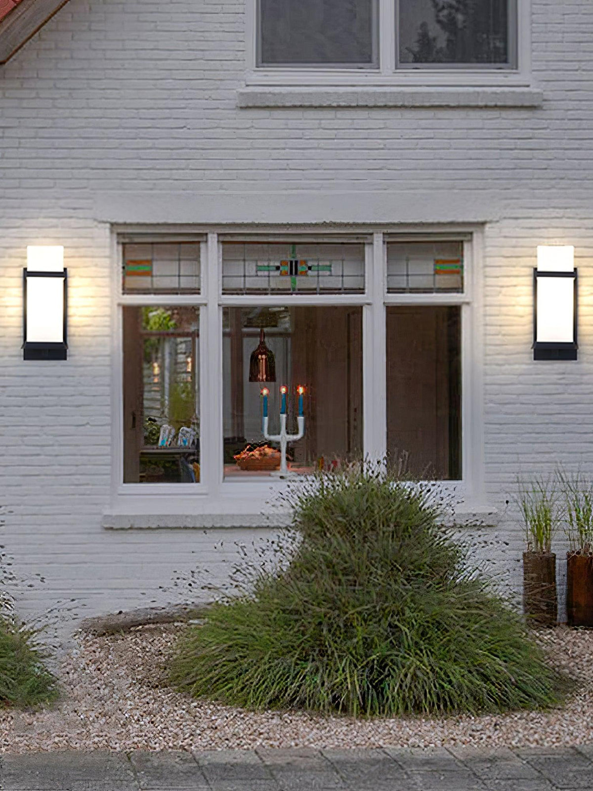 Modern Black Wall Light – White Glass Sconce for Porch