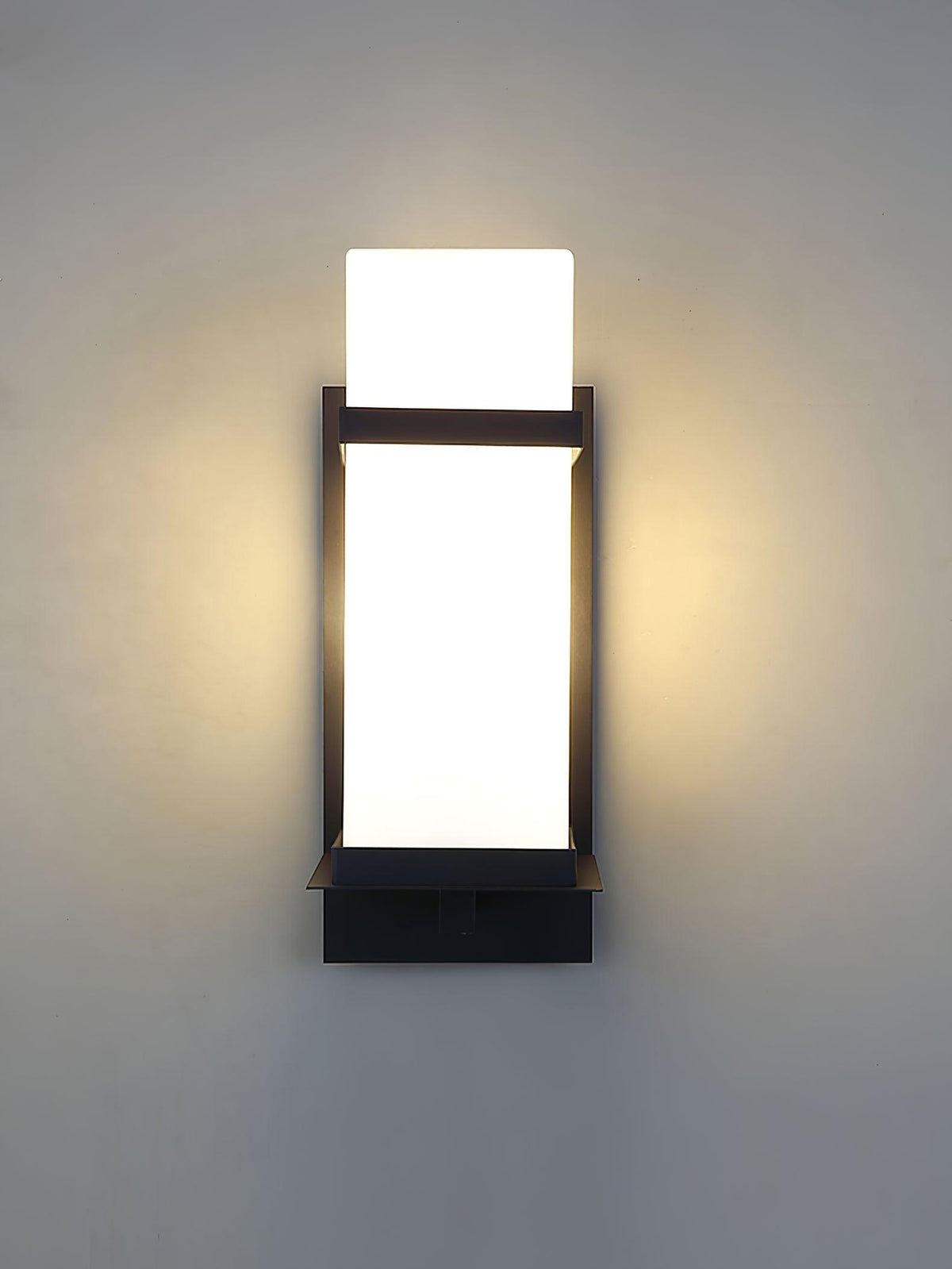Modern Black Wall Light – White Glass Sconce for Porch