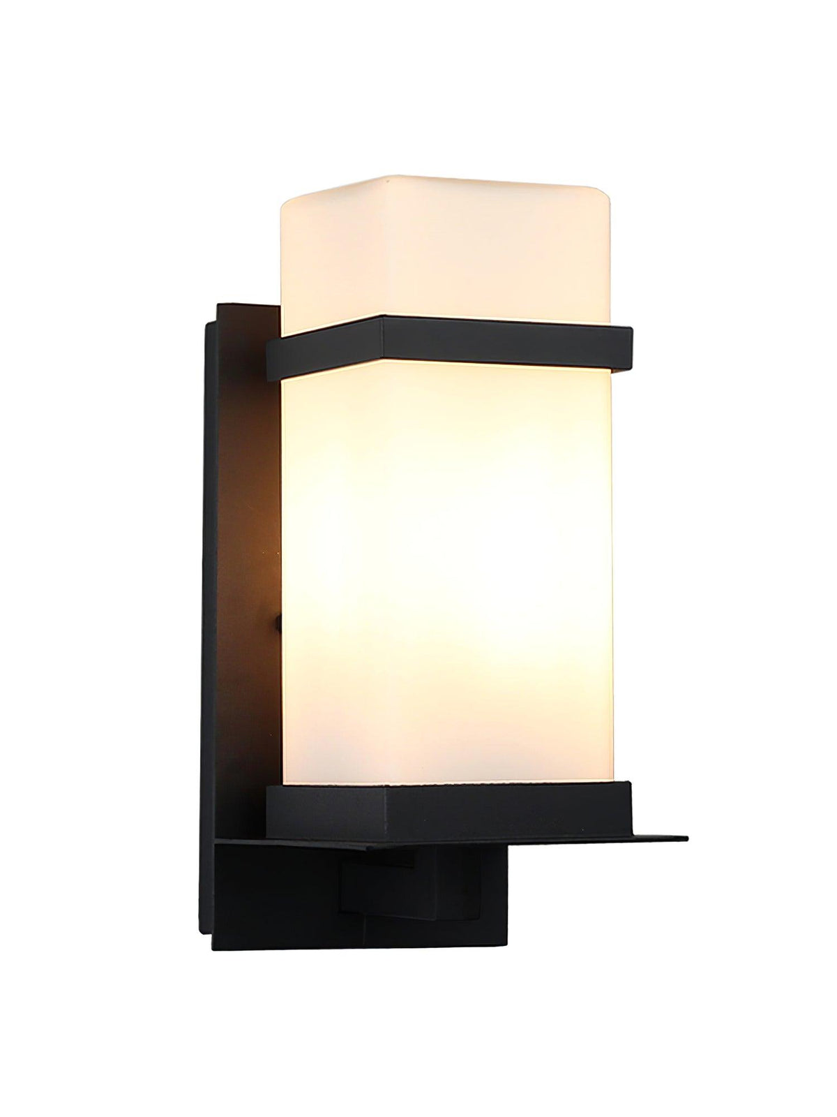 Modern Black Wall Light – White Glass Sconce for Porch