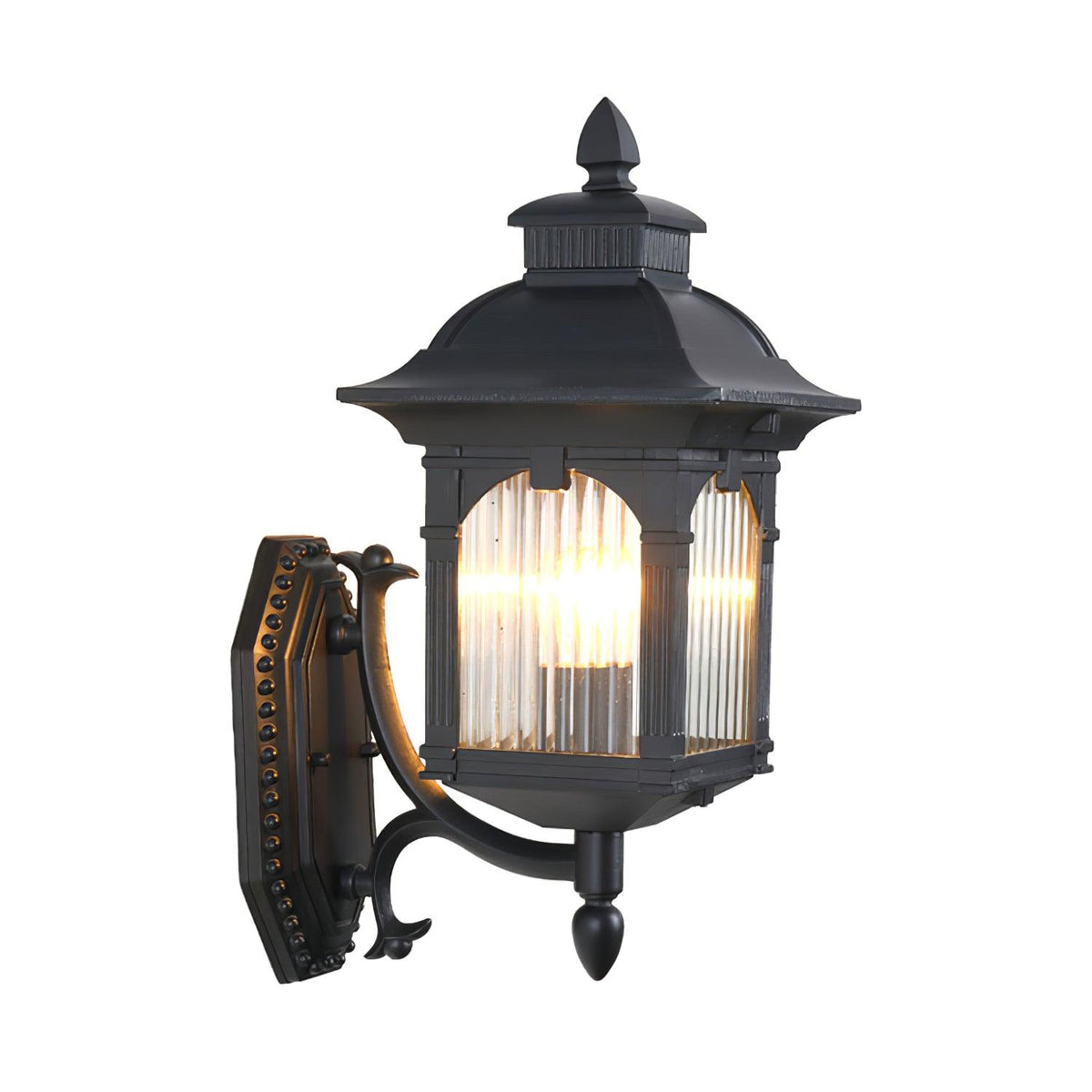 Farmhouse Black Wall Lantern – Glass Sconce for Porch