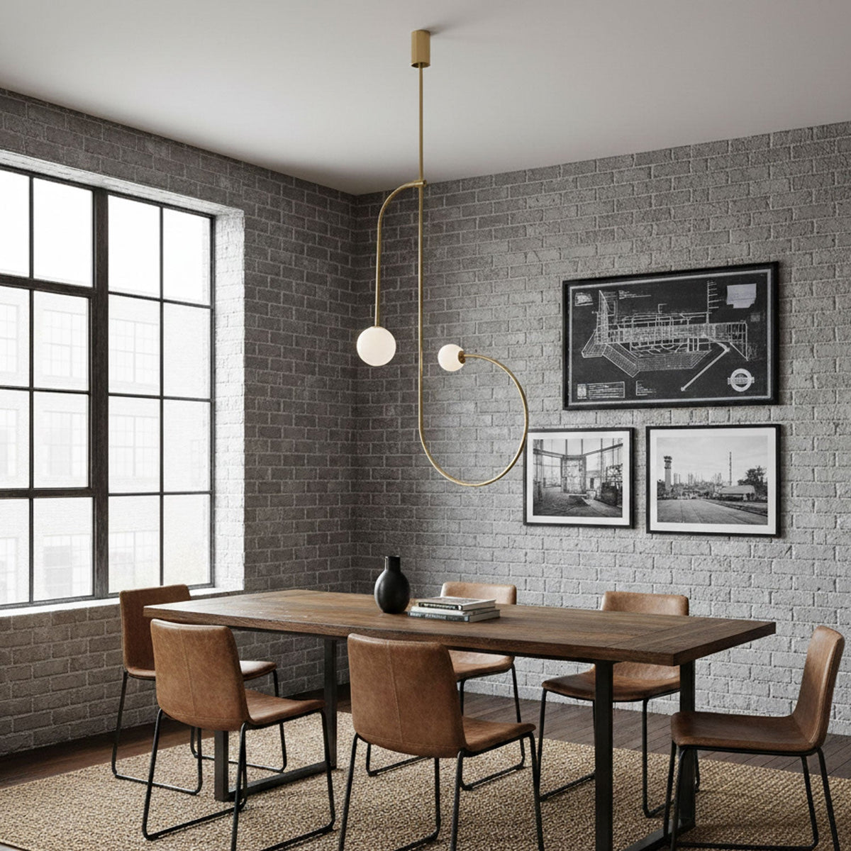 Modern Gold Metal Arc Chandelier – Globe Pendants