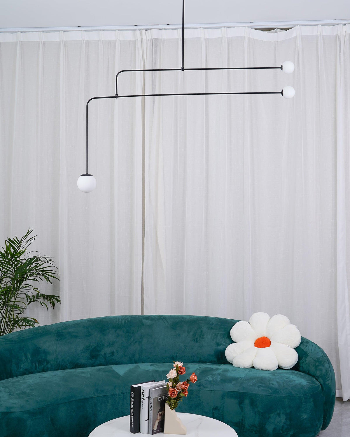 Modern Gold Metal Arc Chandelier – Globe Pendants