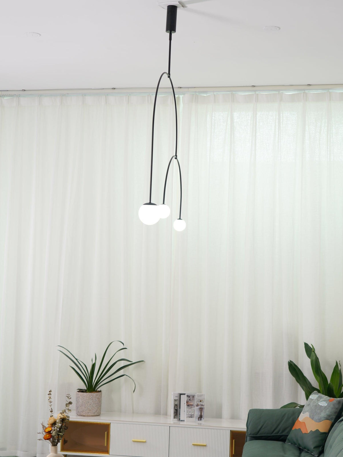 Modern Gold Metal Arc Chandelier – Globe Pendants