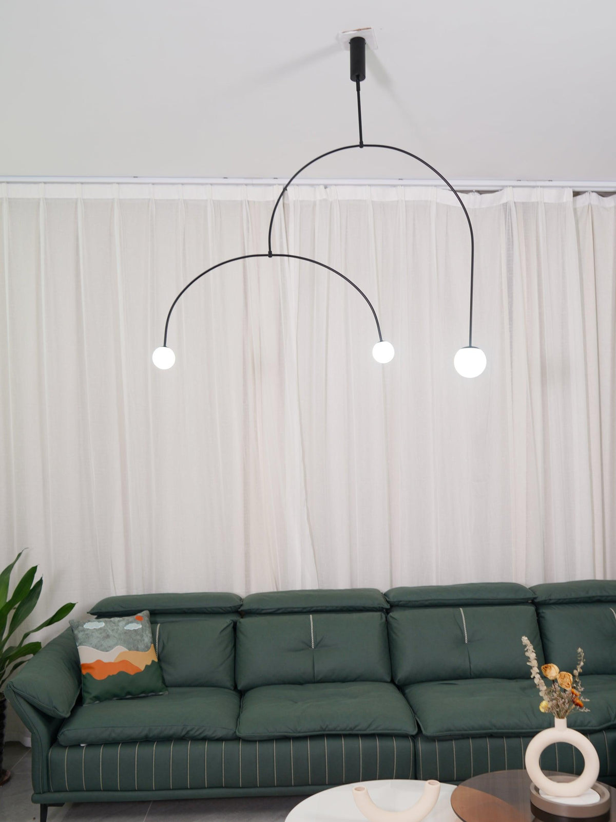 Modern Gold Metal Arc Chandelier – Globe Pendants