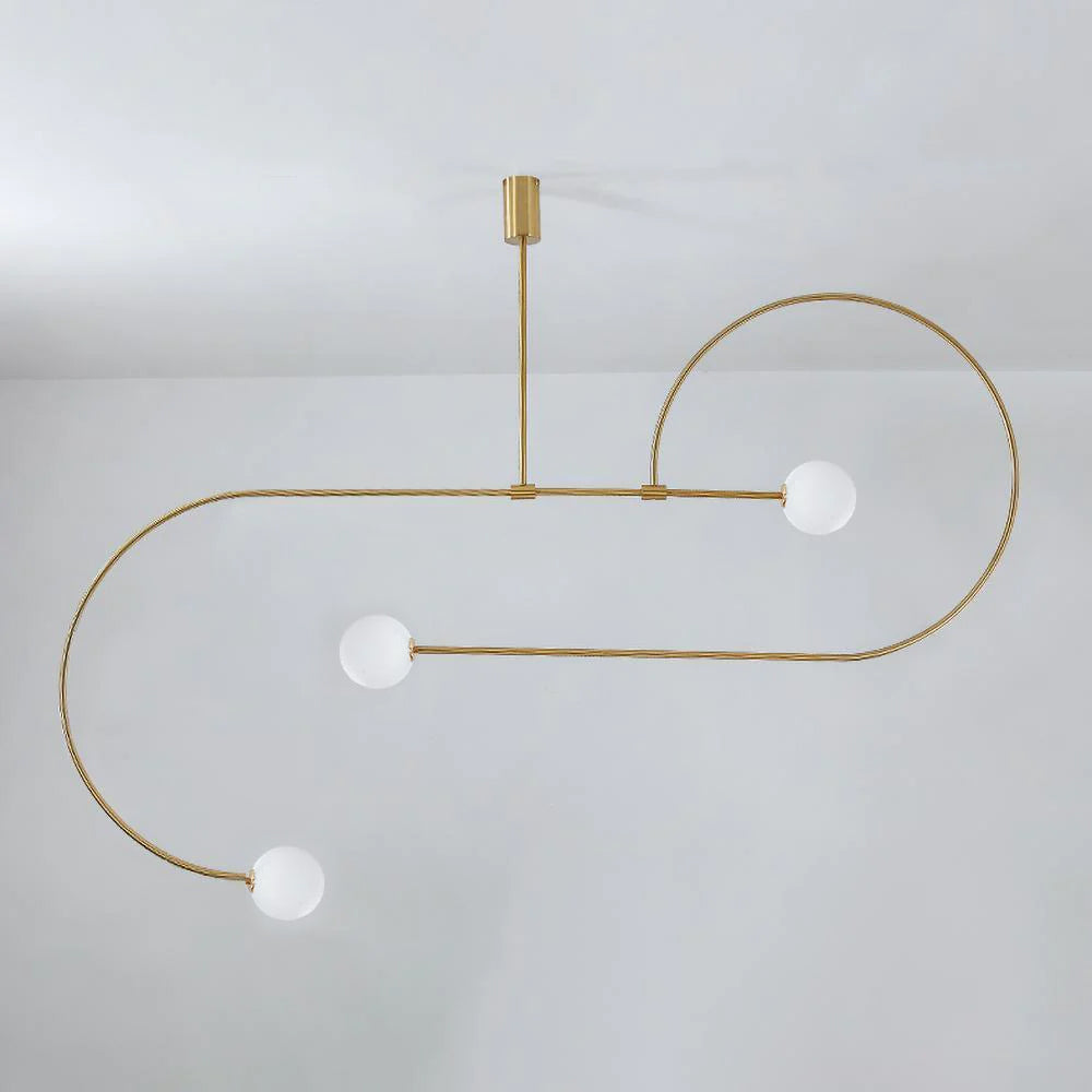 Modern Gold Metal Arc Chandelier – Globe Pendants